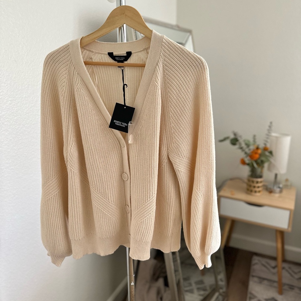 Simply Vera Vera Wang Cream Cardigan Sweater